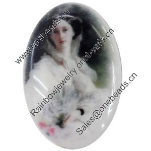 Resin Cabochons, No-Hole Jewelry findings, Oval, 25x35mm, Sold by PC   