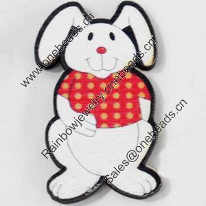 Wood Cabochons, No-Hole Jewelry findings, Rabbit, 25x48mm, Sold by PC  