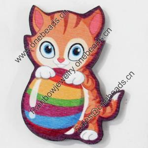 Wood Cabochons, No-Hole Jewelry findings, Cat, 34x46mm, Sold by PC  