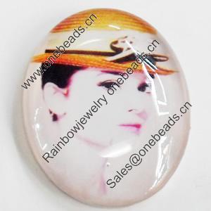 Resin Cabochons, No-Hole Jewelry findings, Oval, 25x35mm, Sold by PC  