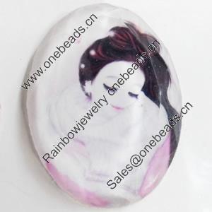 Resin Cabochons, No-Hole Jewelry findings, Faceted Oval, 25x35mm, Sold by PC  