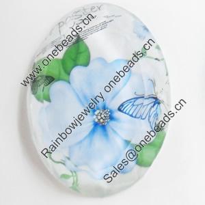 Resin Cabochons, No-Hole Jewelry findings, Faceted Oval, 39x53mm, Sold by PC  