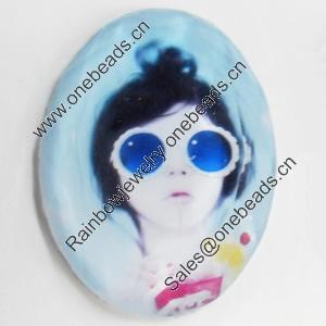 Resin Cabochons, No-Hole Jewelry findings, Faceted Oval, 39x53mm, Sold by PC  