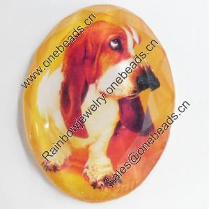 Resin Cabochons, No-Hole Jewelry findings, Faceted Oval, 39x53mm, Sold by PC  