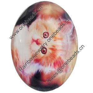 Resin Cabochons, No-Hole Jewelry findings, Faceted Oval, 39x53mm, Sold by PC  