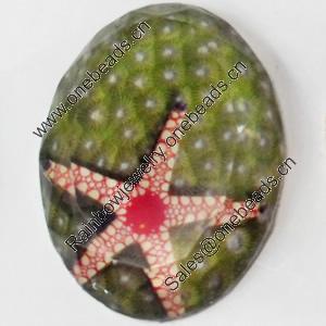 Resin Cabochons, No-Hole Jewelry findings, Faceted Oval, 39x53mm, Sold by PC  