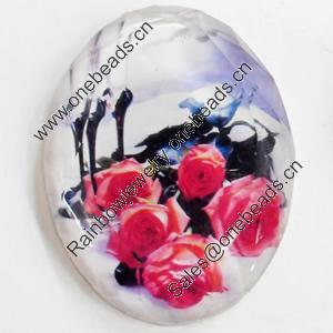 Resin Cabochons, No-Hole Jewelry findings, Faceted Oval, 39x53mm, Sold by PC  