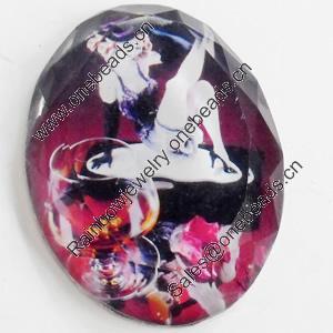 Resin Cabochons, No-Hole Jewelry findings, Faceted Oval, 39x53mm, Sold by PC  