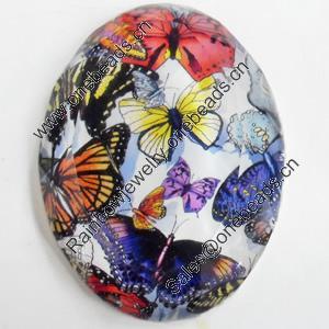 Resin Cabochons, No-Hole Jewelry findings, Faceted Oval, 39x53mm, Sold by PC  