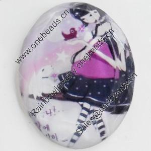 Resin Cabochons, No-Hole Jewelry findings, Faceted Oval, 25x35mm, Sold by PC  