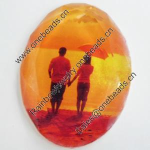 Resin Cabochons, No-Hole Jewelry findings, Faceted Oval, 25x35mm, Sold by PC  