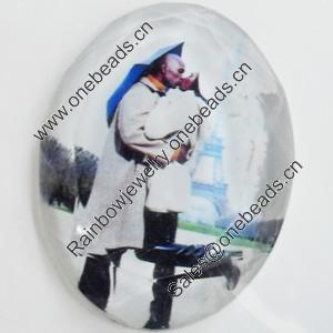 Resin Cabochons, No-Hole Jewelry findings, Faceted Oval, 39x53mm, Sold by PC  