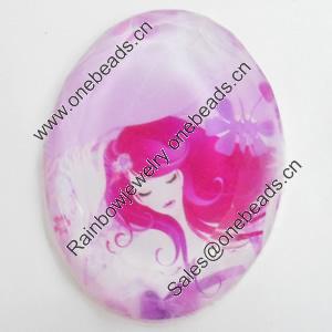 Resin Cabochons, No-Hole Jewelry findings, Faceted Oval, 39x53mm, Sold by PC  