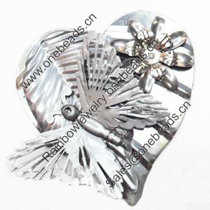 Iron Jewelry Finding Pendant Lead-free, Heart, 54x58mm, Sold by PC