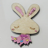 Wood Cabochons, No-Hole Jewelry findings, Rabbit 24x38mm, Sold by Bag  