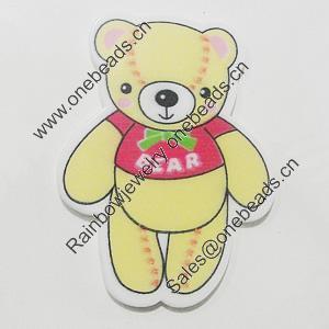 Acrylic Cabochons, No-Hole Jewelry findings, Bear 35x46mm, Sold by Bag  