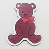 Wood Cabochons, No-Hole Jewelry findings, Bear 39x46mm, Sold by Bag    