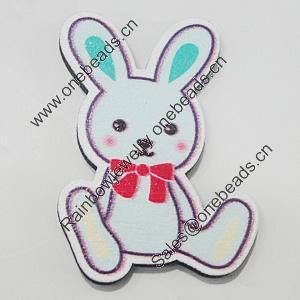 Wood Cabochons, No-Hole Jewelry findings, Rabbit 32x45mm, Sold by Bag  