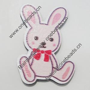 Wood Cabochons, No-Hole Jewelry findings, Rabbit 32x45mm, Sold by Bag  