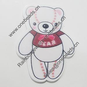 Acrylic Cabochons, No-Hole Jewelry findings, Bear 34x46mm, Sold by Bag  