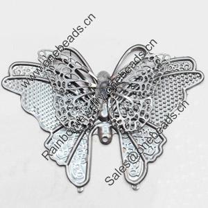 Iron Jewelry Finding Connector Lead-free, Butterfly, 68x50mm, Sold by PC