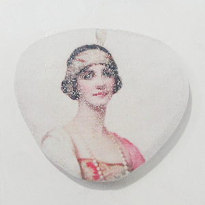 Wood Cabochons, No-Hole Jewelry findings, 39x35mm, Sold by Bag  
