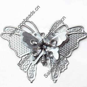 Iron Jewelry Finding Connector Lead-free, Butterfly, 58x43mm, Sold by PC  