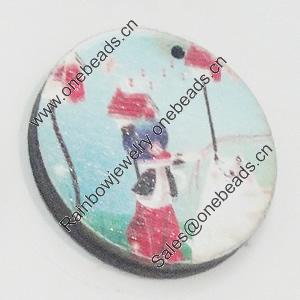 Wood Cabochons, No-Hole Jewelry findings, Flat Round 16mm, Sold by Bag  