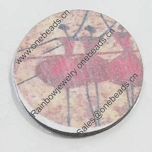 Wood Cabochons, No-Hole Jewelry findings, Flat Round 25mm, Sold by Bag  