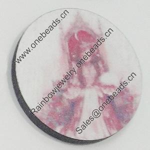 Wood Cabochons, No-Hole Jewelry findings, Flat Round 16mm, Sold by Bag  