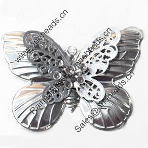 Iron Jewelry Finding Pendant Lead-free, Butterfly, 63x45mm, Sold by PC  