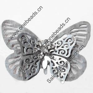 Iron Jewelry Finding Pendant Lead-free, Butterfly, 60x42mm, Sold by PC  