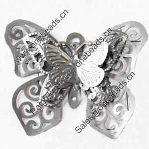 Iron Jewelry Finding Pendant Lead-free, Butterfly, 60x50mm, Sold by PC  