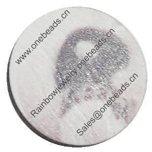 Wood Cabochons, No-Hole Jewelry findings, Flat Round 34mm, Sold by Bag  