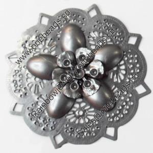 Iron Jewelry Finding Connector Lead-free, Flower, 56mm, Sold by PC  