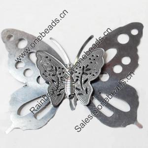 Iron Jewelry Finding Connector Lead-free, Butterfly, 100x75mm, Sold by PC  