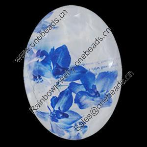 Resin Cabochons, No-Hole Jewelry findings, Faceted Flat Oval, 25x35mm, Sold by PC