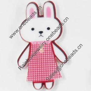 Acrylic Cabochons, No-Hole Jewelry findings, Rabbit, 22x42mm, Sold by PC  