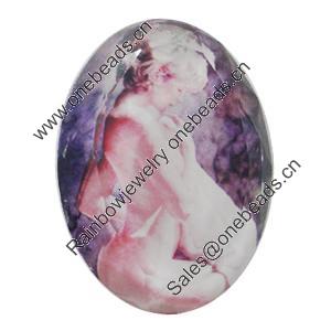 Resin Cabochons, No-Hole Jewelry findings, Faceted Flat Oval, 39x53mm, Sold by PC