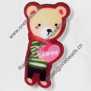 Acrylic Cabochons, No-Hole Jewelry findings, bear, 24x42mm, Sold by PC  