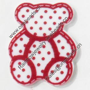Acrylic Cabochons, No-Hole Jewelry findings, bear, 28x34mm, Sold by PC  