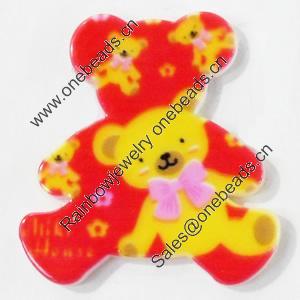 Acrylic Cabochons, No-Hole Jewelry findings, bear, 32x34mm, Sold by PC  