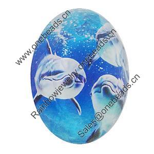 Resin Cabochons, No-Hole Jewelry findings, Faceted Flat Oval, 39x53mm, Sold by PC