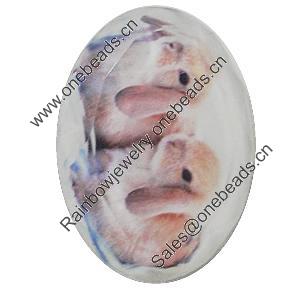 Resin Cabochons, No-Hole Jewelry findings, Faceted Flat Oval, 39x53mm, Sold by PC