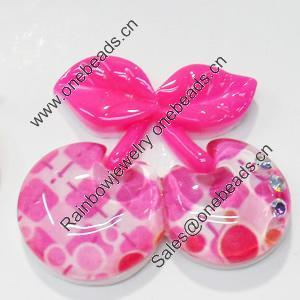 Resin Cabochons, No-Hole Jewelry findings, Cherry, 48x42mm, Sold by PC  