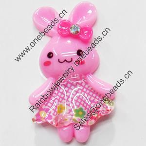 Resin Cabochons, No-Hole Jewelry findings, Rabbit, 34x56mm, Sold by PC  