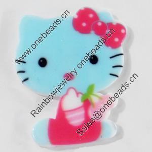Acrylic Cabochons, No-Hole Jewelry findings, Cat, 30x38mm, Sold by PC  