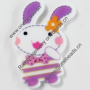 Acrylic Cabochons, No-Hole Jewelry findings, Rabbit, 24x40mm, Sold by PC  