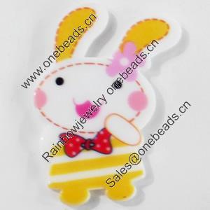 Acrylic Cabochons, No-Hole Jewelry findings, Rabbit, 24x40mm, Sold by PC  