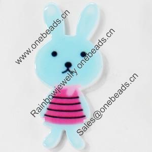 Acrylic Cabochons, No-Hole Jewelry findings, Rabbit, 18x43mm, Sold by PC  